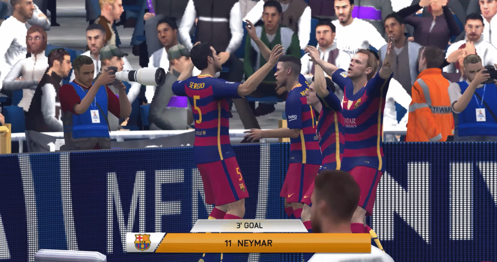 Celebration animation after scoring a goal in FIFA 14